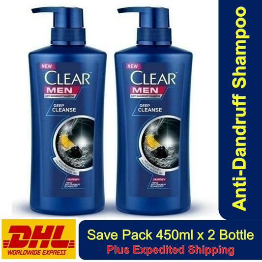 2x Clear Men Shampoo Anti-Dandruff Deep Cleanse 450ml