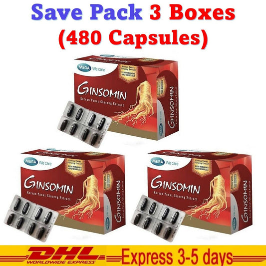 Mega We Care Ginsomin Korean Ginseng Extract Concentrate 20 Vitamins 480 Capsule