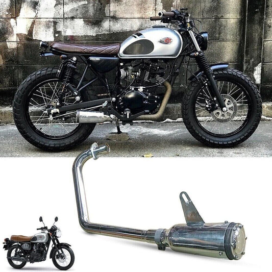 STAINLESS STEEL LOW FULL EXHAUST SYSTEM MUFFLER PIPE FOR KAWASAKI W175 2018-2023