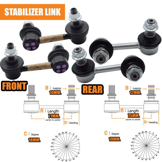 4 PCs Stabilizer Sway Bar Link Front Rear For Honda Civic FD 2006-2011 Sedan