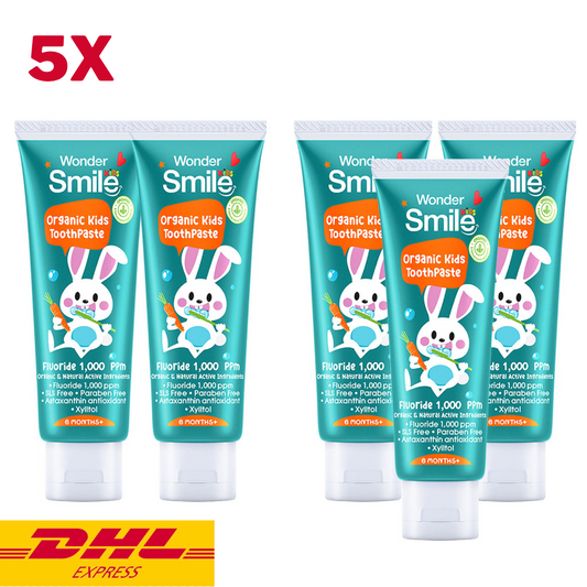 5x Wonder Smile Kids Toothpaste Organic Yuzu Orange Fluoride Natural Baby 30 g