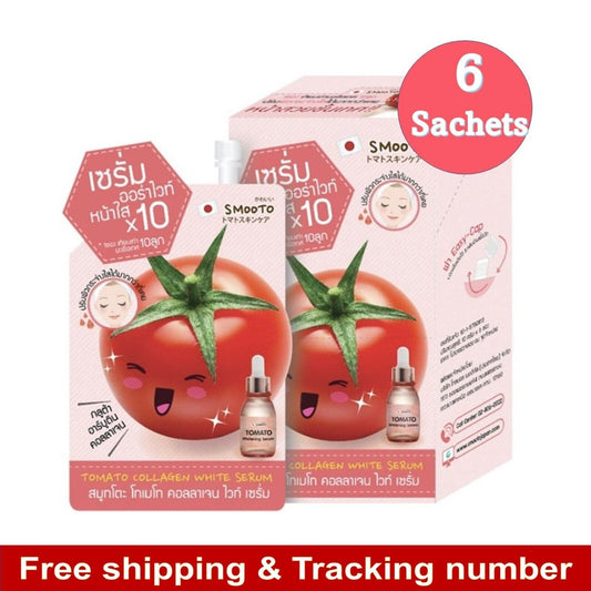 6 Sachets x 8 g Smooto Tomato Collagen BB & CC Cream Face Skincare Radiant Skin