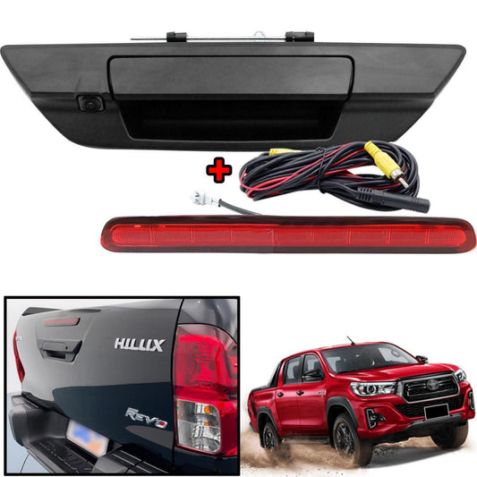 Rear Brake Light Tailgate Handle Camera Black Set For Toyota Hilux SR5 2015-2019