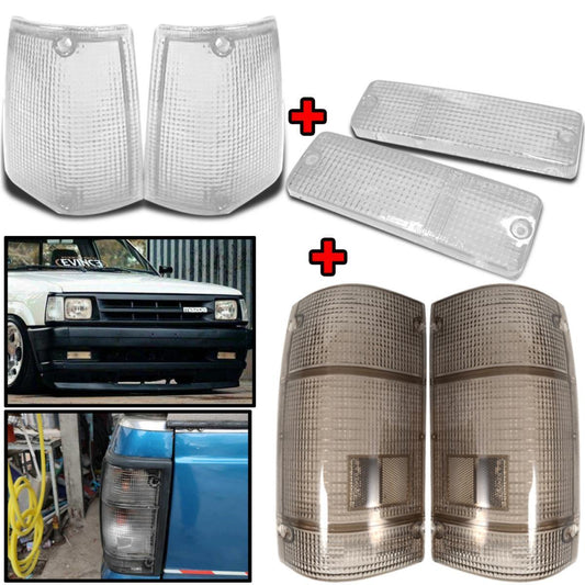 Set Corner Bumper Lamp Tail Light Smoke Clear Lens For Mazda B2000 B2200 1985-98