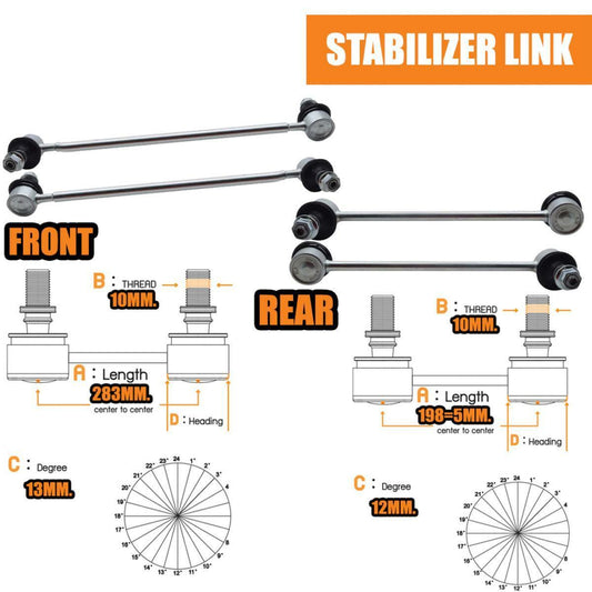 4x Stabilizer Sway Bar Link Front Rear For Toyota Camry SXV20 1996-2001 Sedan