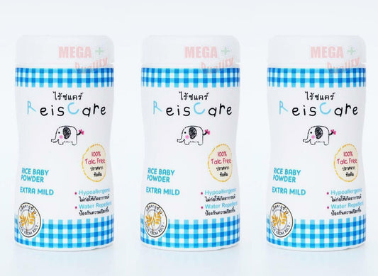 3 x ReisCare RICE BABY POWDER EXTRA MILD From Rice Talc Free Hypoallergenic 50g