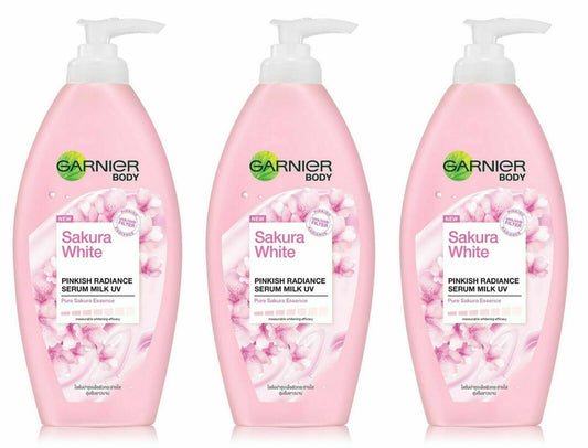 400 ml of 3 Bottle GARNIER Lotion Sakura Body White Pinkish Radiance Serum