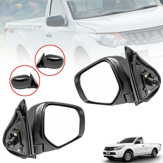 Side Mirror Black Manual LH RH For Mitsubishi Triton L200 MQ Pickup 2015-2018