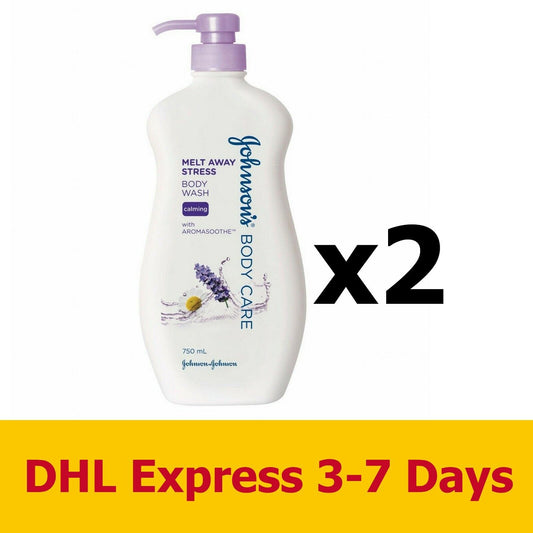 2x750ml Johnson's Body Care Melt Away Stress Body Wash w Aromasoothe Beauty Gel
