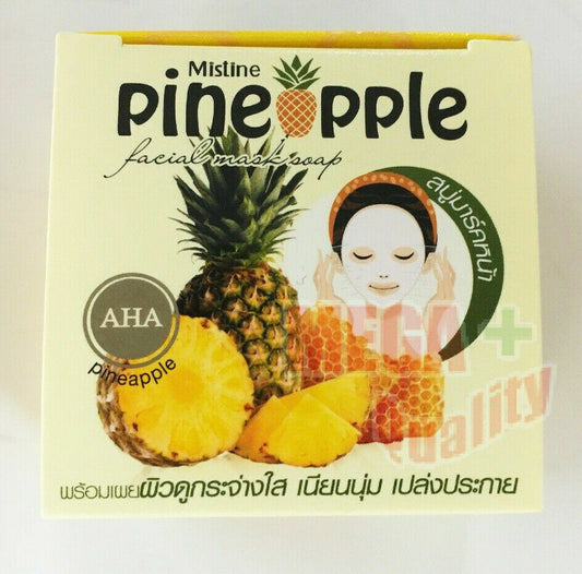 Mistine Facial Soap pineapple White AHA Reduce acne Moisture Scrubs Natural care