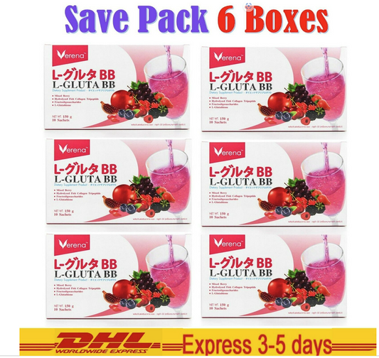 6x Verena L-Gluta BB Collagen Berry Q10 VitC Drink Skin Fix GMP HALAL