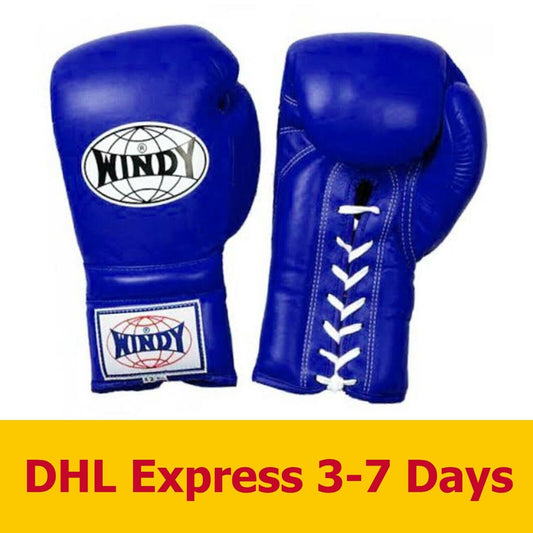 WINDY BGL Blue BOXING GLOVES LACE UP GENUINE MUAY THAI MMA K1 Martial Arts Sport
