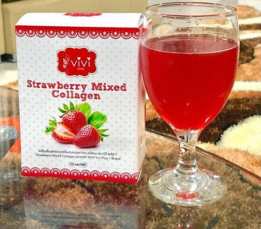 2X Vivi Strawberry Mixed Collagen Fruit Drinks Diet Weight Control Fat Burn Slim