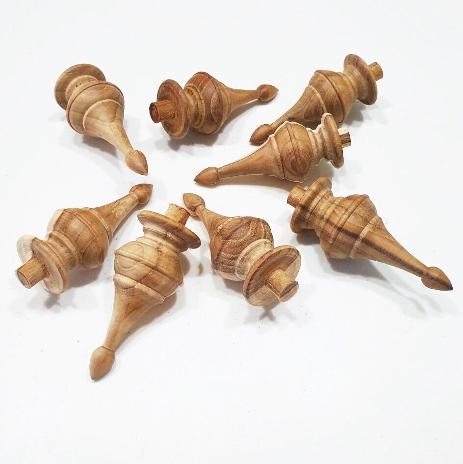 10Pcs Teak Wooden Finial Antique Furniture Unpainted Home Decor DIY Home Decor