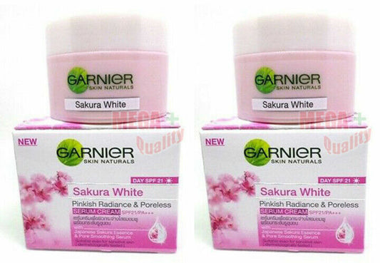 3 x 18g. GARNIER SAKURA BRIGHT PINKISH REDIANCE MOISTURUZING CREAM SPF21