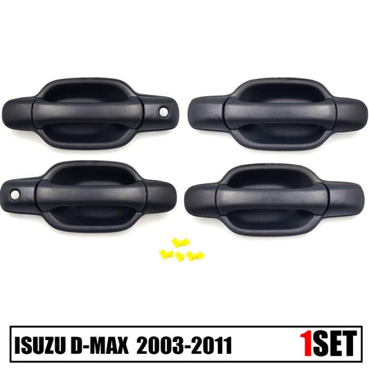 4x Black Outer Door Handle W/ Keyhole FIT Isuzu D-max 2003-2011 Double Cab