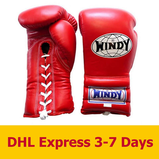 WINDY BGL Red BOXING GLOVES LACE UP GENUINE MUAY THAI MMA Martial Arts Training