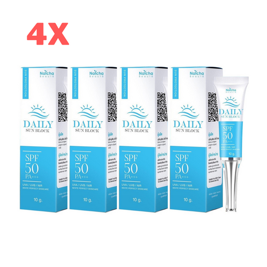 4x Natcha Daily Sun Block Sunscreen SPF50 PA+++ Facial Skin Light Texture 10 g