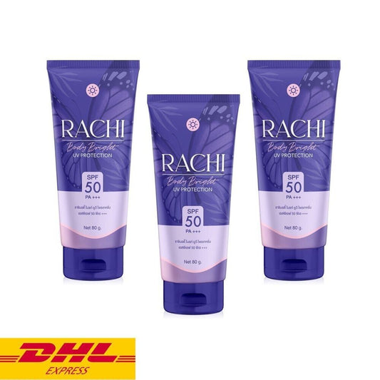 3x Rachi Body Bright UV Protection Sunscreen SPF50 PA+++ Skin Brightening 80 g