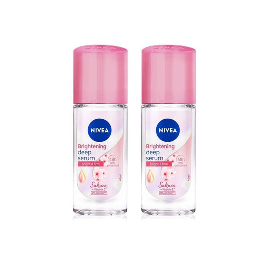 2x NIVEA Brightening Deep Serum Roll On Sakura Deodorant Bright & Firm 40ml