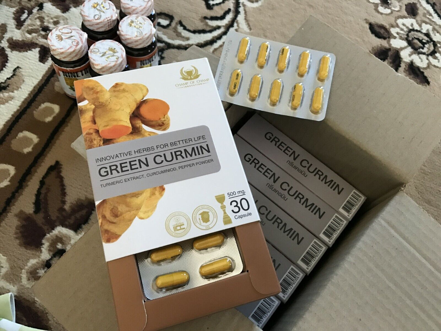 30 capsules GREEN CURMIN Thai Herbal Supplement For Indigestion Relieve acid