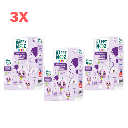 3x Organic Onion Sticker Happy Noz Purple Original Freshener Runny Nose Relieve