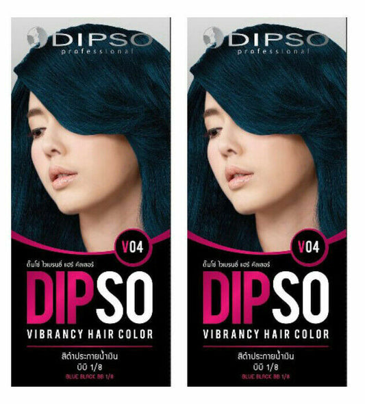 2 x DIPSO VIBRANCY HAIR COLOR Ammonia-Free Shade Dark Blue Black Colour Fashion