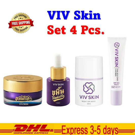 VIVSKIN SET Natural Prod-Kamin Gold Serum, Rose Cream, Sunscreen, Night Spa Mask