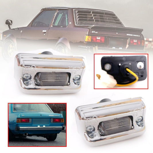 Chrome Rear License Plate Lamp Light For Toyota Corolla KE70 E70 Sedan 1979-1987