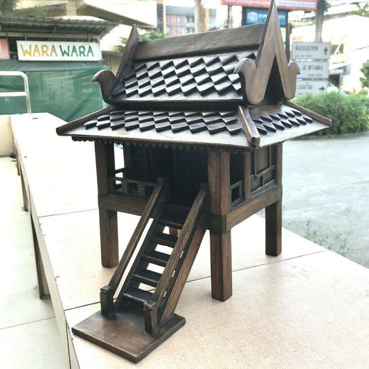 Spirit House Teak Wood Thai Handmade Style 7 Mini Worship Modern