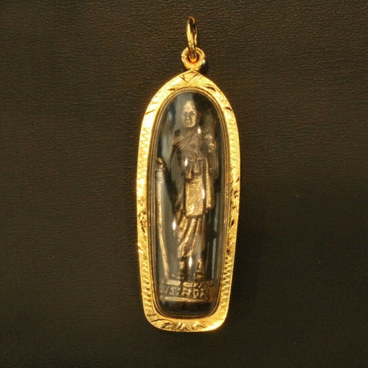 Phra Siwalee Monk Gold Micron Pendant Talisman Rich Fortune Thai Buddha Amulet
