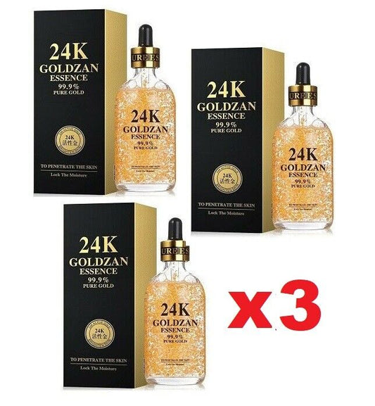 3X 24k Goldzan Ampoule 99.9% Pure Gold Serum Rejuvenation Skin Younger Brighter