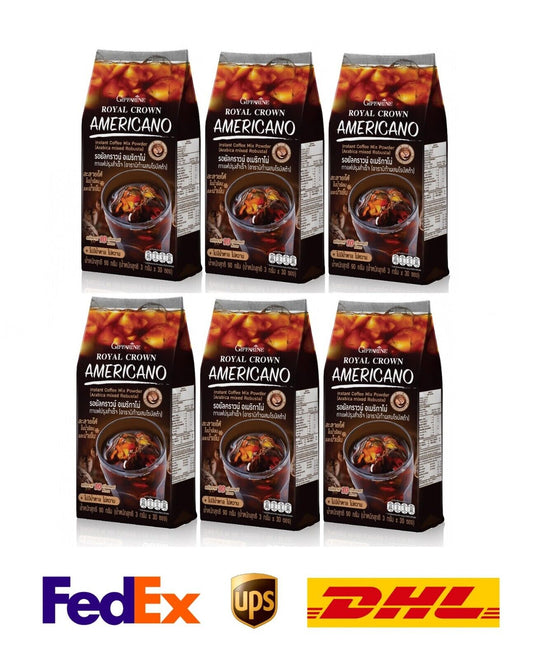 6xRoyal Crown AMERICANO Instant Coffee Mix Powder Arabica mixed Robusta 0% Sugar