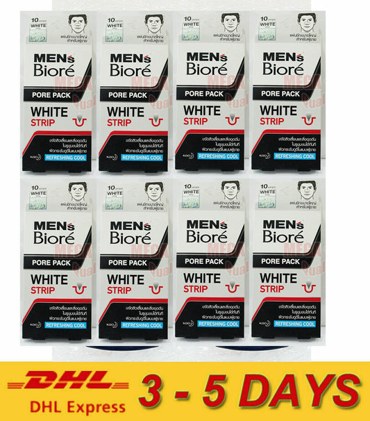 8 x Biore Men Pore Pack White Strip Refreshing Cool Blackheads 10 Strip Express