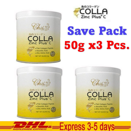 3x Collagen COLLA Zinc Plus C Nourish Hair Nails Bone Reduce Wrinkle Strengthens