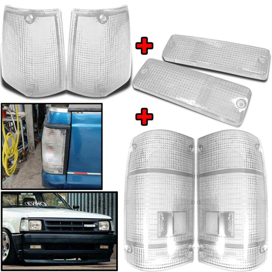 Set Corner Bumper Lamp Tail Light Clear Lens For Mazda B2000 B2200 B2600 1985-98