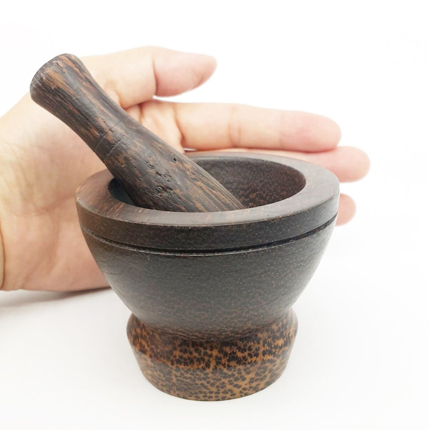 Small Mortar Pestle Wood Mini Wooden Thai Grinder Pill Crusher Handcraft Cute 3"