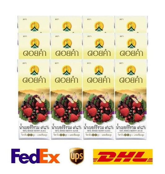 12x200ml. Doi Kham Mixed Berry Juice 98% High Vitamin C Eye & Skin Care Halal