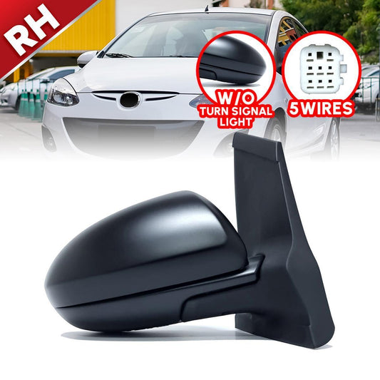 Side Mirror Black Electric 5 Wires RH Right FIT Mazda2 2011-2014 DE DH Facelift