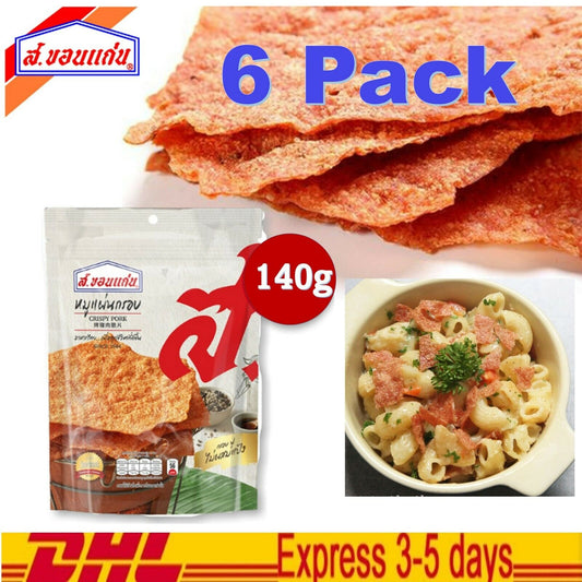 6x S.Khonkaen Crispy Pork Fried Original Thai Snacks Foods Yummy Party Camping