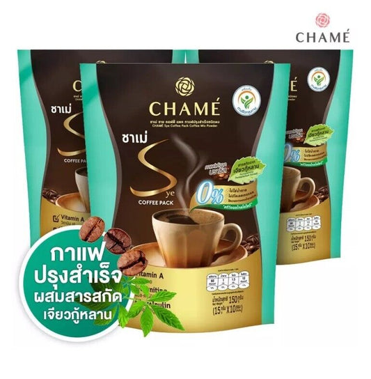 3x CHAME Sys Coffee Pack Jiaogulan Vitamins Nourish Health 0% sugar Burn Slim