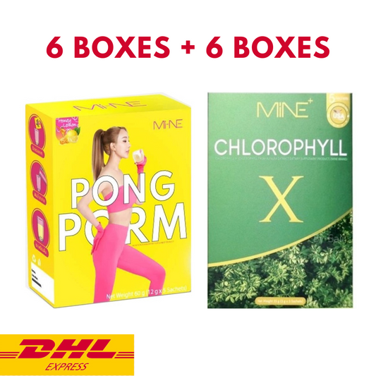 6x MINE Chlorophyll X + 6x PONGPORM Drink Powder Detox Weight Control Supplement
