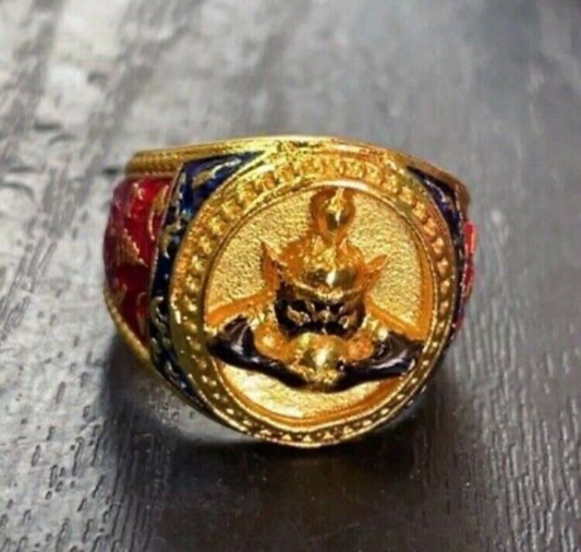 Ring Rahu God Eat Moon Deity Lucky Talisman Brass Thai Amulet Free Size