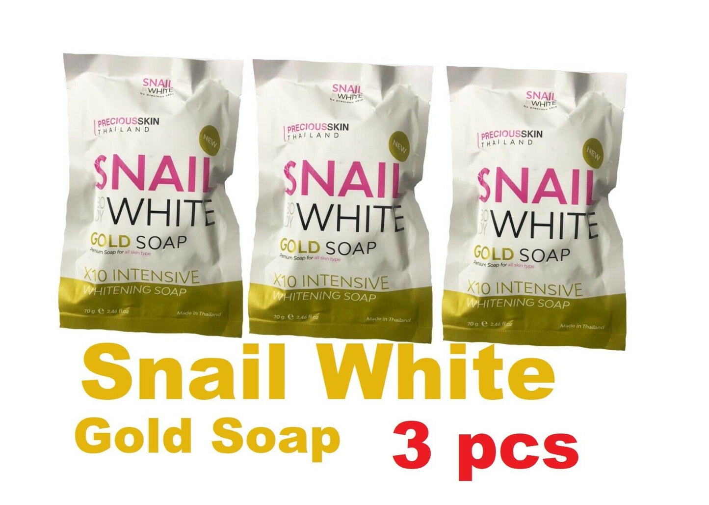 3x Snail mucus White Gold Soap x10 vitamins C, E Skin Smooth moisture bright