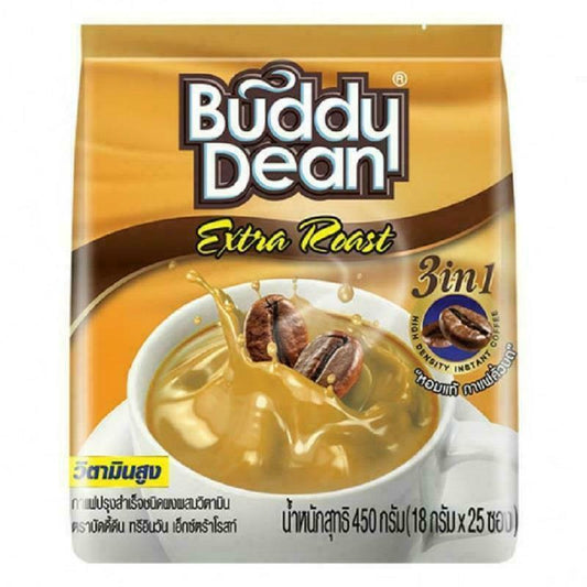 Buddy Dean Extra Roast Instant Drink Coffee Mix Powder 3 in1 Thai Aroma 25 stick
