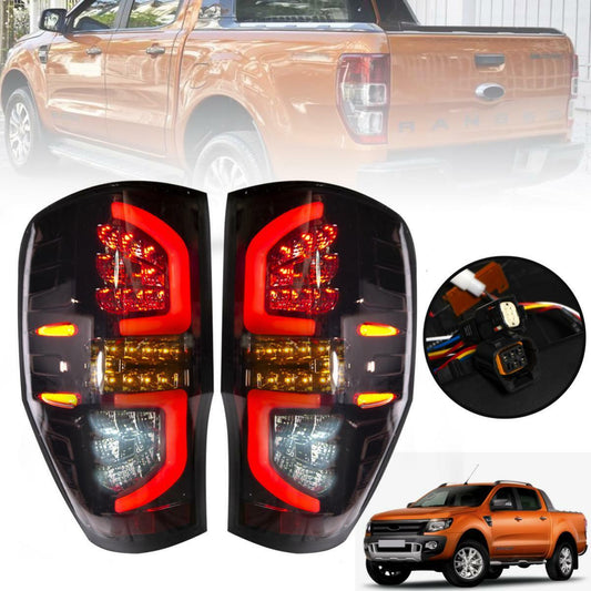 Performance LED BLACK SMOKE TAIL LIGHT REAR FOR FORD RANGER T6 Px2 Mk2 WILDTRAK