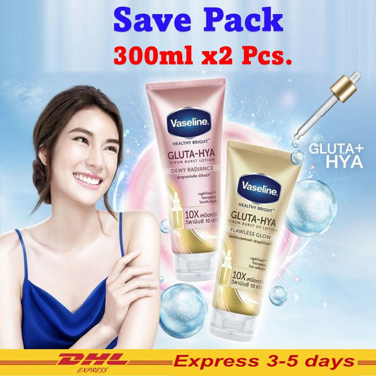 Vaseline Bright Lotion Gluta Hya Serum Burst Dewy Radiance Flawless Glow 300ml