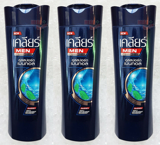 3 x Clear Men Anti Dandruff Cool Sport Menthol Nourishing Shampoo 65 ml