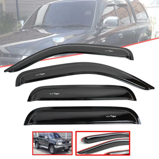 Window Sun Visor Rain Guard Gloss Black Fit Toyota Hilux Tiger 4 Doors 1998-2004