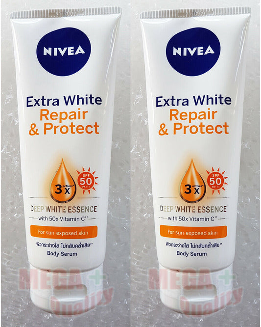 2x NIVEA BODY UV Whitening Serum SPF 50 PA Vitamin C 95% Sunscreen Protect 180ml